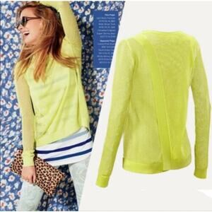 CAbi Womens chartreuse light sweater with flyaway mesh Size S
